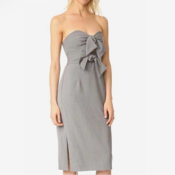 Milly Mackenzie Bow Dress Strapless Gray - Picture 1 of 8